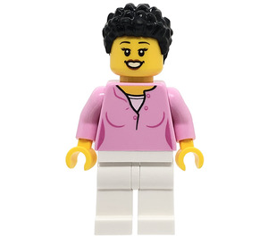 LEGO Žena v Bright Růžová Košile s Černá Vlasy Minifigurka