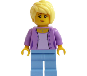 LEGO Žena v Medium Levandulová Bunda Minifigurka