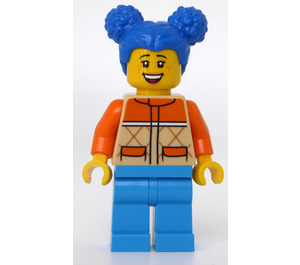 LEGO Žena s Barva opálení Bunda Modrá Vlasy Minifigurka