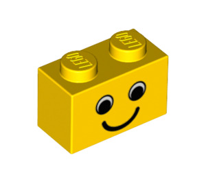 LEGO Žlutá Kostka 1 x 2 s Smiling Tvář bez pih (3004 / 83201)