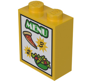 LEGO Kostka 1 x 2 x 2 s 'MENU', '2', '3', Pizza Slice, Salad Samolepka s vnitřním držákem čepu (3245)