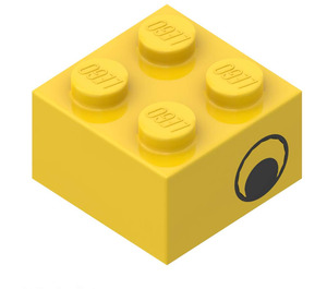 LEGO Žlutá Kostka 2 x 2 s Černá Oko na Both Strany (3003 / 81508)