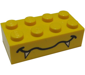 LEGO Žlutá Kostka 2 x 4 s Ústa a Fangs (3001)