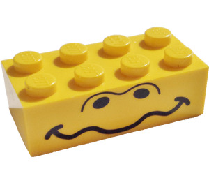 LEGO Žlutá Kostka 2 x 4 s Unibrow Oči a Zvlněný Ústa (3001 / 83041)