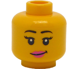 LEGO Žlutá Oboustranné ženský Hlava s Černá Eyebrows, Růžová Lips / Sluneční brýle (Zapuštěný pevný cvoček) (3626 / 20068)