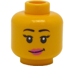 LEGO Yellow Dual Sided Female Hlava s Black Eyebrows, Pink Lips / Sunglasses (Zapuštěný masivní čep) (3626 / 20068)