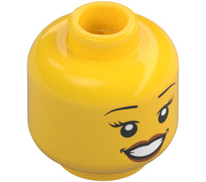 LEGO Žlutá Dual-Sided ženský Hlava s Open Smile s Zuby / Laughing s zavřený Oči (Zapuštěný pevný cvoček) (3626 / 56785)