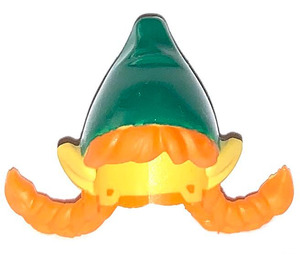 LEGO Uši s oranžový Vlasy s Pigtails a Green Pointed Čepice
