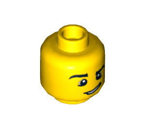 LEGO Yellow Hlava s Raised Eyebrow a Crooked Smile (Zapuštěný masivní čep) (3626 / 12813)