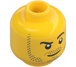 LEGO Žlutá Hlava s Smirk a Strniště Vousy (Zapuštěný pevný cvoček) (3626 / 37501)