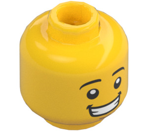 LEGO Žlutá Muž Hlava s Černá Eyebrows a Široký Úsměv (Zapuštěný pevný cvoček) (3626 / 26881)