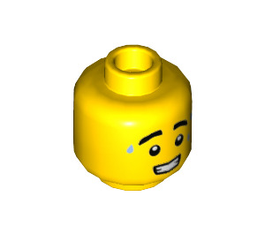 LEGO Male Hlava s Tři Sweat Drops, Tlustý Eyebrows a Clenched Úsměv (Zapuštěný masivní čep) (3626 / 98261)
