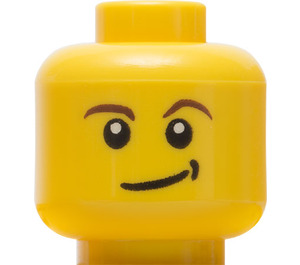 LEGO Minifigurka Hlava s Hnědá Eyebrows a Lopsided Smile (Zapuštěný pevný cvoček - černá prohlubeň) (14807 / 59716)