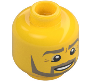 LEGO Žlutá Minifigurka Hlava s Smile, Vousy, a Oko Wrinkles (Zapuštěný pevný cvoček) (11960 / 19549)