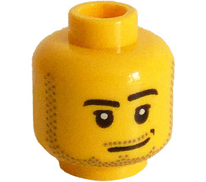 LEGO Žlutá Minifigurka Hlava s Smirk a Strniště Vousy (Bezpečnostní cvoček) (14070 / 51523)