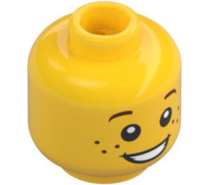 LEGO Žlutá Minifigurka Hlava s Surprised Smile a Freckles (Zapuštěný pevný cvoček) (12327 / 90787)