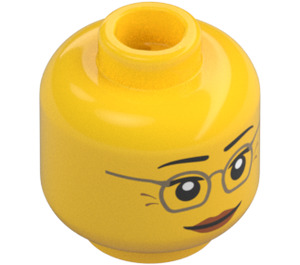 LEGO Žlutá Misako Hlava s Brýle (Zapuštěný pevný cvoček) (3626 / 23694)