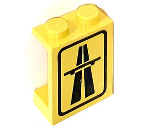 LEGO Yellow Panel 1 x 2 x 2 s Highway bez bočních podpěr, plné čepy (4864)