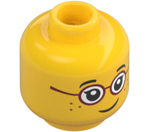 LEGO Žlutá Červená Brýle Minifigurka Hlava (Zapuštěný pevný cvoček) (3626 / 26882)