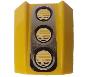 LEGO Žlutá Sklon 1 x 2 x 2 Zakřivený s Tři Headlights (30602 / 48596)