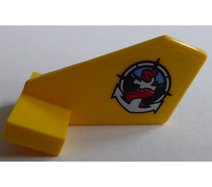 LEGO Yellow ocasní plocha 2 x 3 x 2 Fin s deep sea logo na Levá Postranní Samolepka (44661)