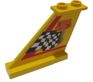 LEGO ocasní plocha 4 x 1 x 3 s '5', Black a White Checkered Vlajka (Levá) Samolepka (2340)