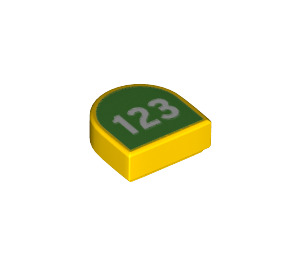 LEGO Žlutá Dlaždice 1 x 1 Polovina Ovál s 123 (24246 / 72215)