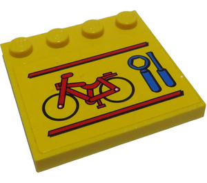 LEGO Dlaždice 4 x 4 s Cvočky na Okraj s Bike a Tools Samolepka (6179)