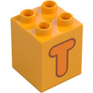 Duplo Kostka 2 x 2 x 2 s Letter "T" Dekorace (31110 / 65943)