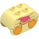 Duplo Kostka 2 x 4 x 2 s Zaoblené konce s Kachna Tělo a Watermelon (6448 / 92737)