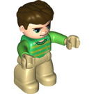 LEGO Adult with Dark Brown Hair, Green Jumper, Tan Legs Dvojitá postava