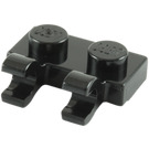 LEGO Black Deska 1 x 2 s Horizontální Clips (Otevřít klipy 'O') (49563 / 60470)