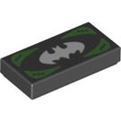 LEGO Dlaždice 1 x 2 s Voucher s White Batman Symbol a Green Rohy s Groove (36459)