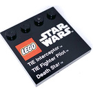 LEGO Dlaždice 4 x 4 s Study na Okraj s Star Wars TIE Fighter Dekorace (6179 / 73140)