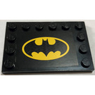 LEGO Dlaždice 4 x 6 s Study na 3 Edges s Batman logo Samolepka (6180)