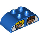 LEGO Duplo Kostka 2 x 4 s Zakřivený Sides s Windows a Figures (25299 / 98223)