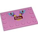 LEGO Dlaždice 4 x 6 s Study na 3 Edges s 'Robin' Samolepka (6180)