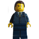 LEGO Business Man s Dark Modrá Kolík Striped Suit s Gold Tie a Brown Vlasy Minifigurka
