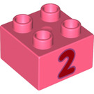 LEGO Duplo Kostka 2 x 2 s "2" (3437 / 66026)