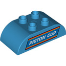 LEGO Duplo Kostka 2 x 4 s Zakřivený Sides s "Piston Cup" logo (68476 / 98223)