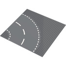LEGO Základní deska 32 x 32 Road 6-Stud Curve s White Dashed Lines (44342 / 54203)