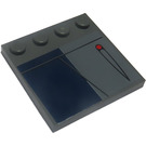 LEGO Dlaždice 4 x 4 s Study na Okraj s Droid Bomb Design (Pravá) Samolepka (6179)