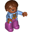 LEGO Duplo Adult, ženský s Magenta Nohy, Medium Blue Horní s necklace Minifigurka