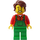 LEGO Zemědělec s Červená Plaid Košile a Zelená Overall Minifigurka