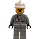 LEGO Hasič s Světlo Šedá Coat s Vzduch Gauge a Pocket, Světlo Šedá Nohy, Pointed Mustache, a White Požární přilba Minifigurka
