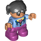 LEGO Girl with Black Hair, Medium Blue Zip Top and Magenta Trousers Dvojitá postava