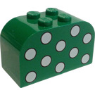 LEGO Sklon Kostka 2 x 4 x 2 Zakřivený s White Dots (4744)