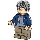 LEGO Harry Potter s Dark Modrá Bunda a Tmavě žlutohnědá Nohy s Dirt Stains a Printed Paže Minifigurka