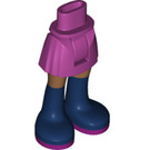 LEGO Boky s Basic Zakřivený Sukně s Dark Modrá Boots s Magenta Soles s tlustým pantem (35634)