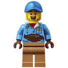 LEGO Muž s Dark Azure Bunda a Pás Taška Minifigurka